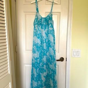 Long Aqua color summer dress